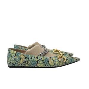 Gucci Deva Liberty Floral Green Mary Jane Ballet Pointed Toe Flats Size 37